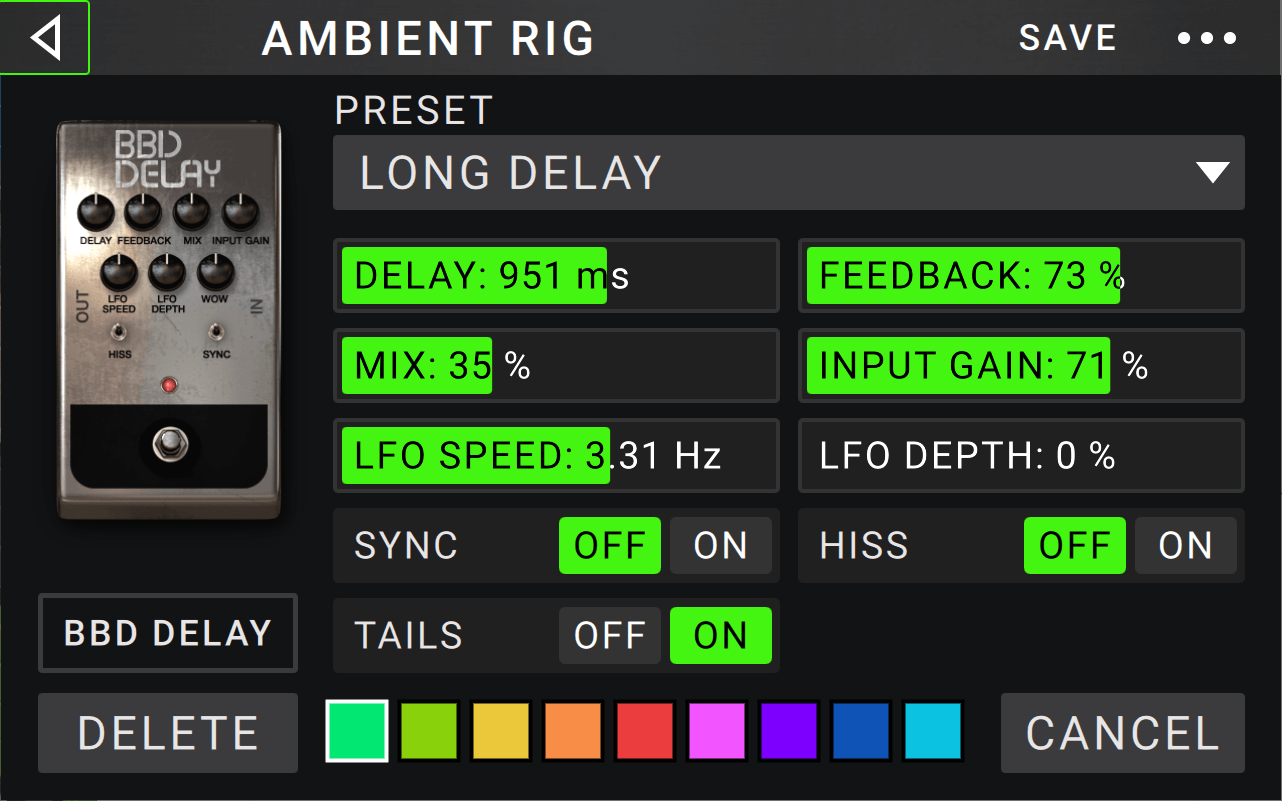 HeadRush Gigboard provides gapless preset switching with tails for reverb and delay pedals